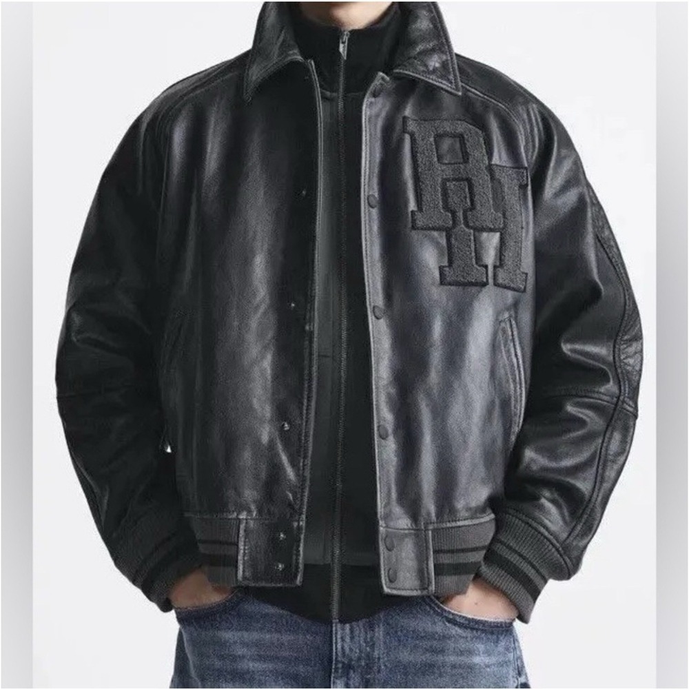 Zara x Rhuigi Leather Varsity Jacket Men's XL Bomber